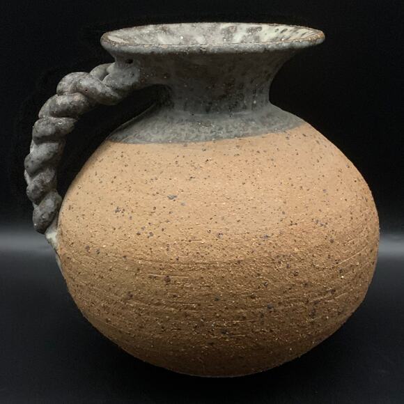 David Salk Southwestern Pitcher Jug Braided Handle Studio Art Pottery Vintage - Picture 5 of 12